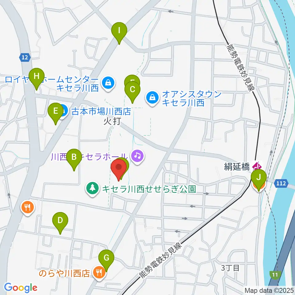 川西市総合体育館周辺のカフェ一覧地図