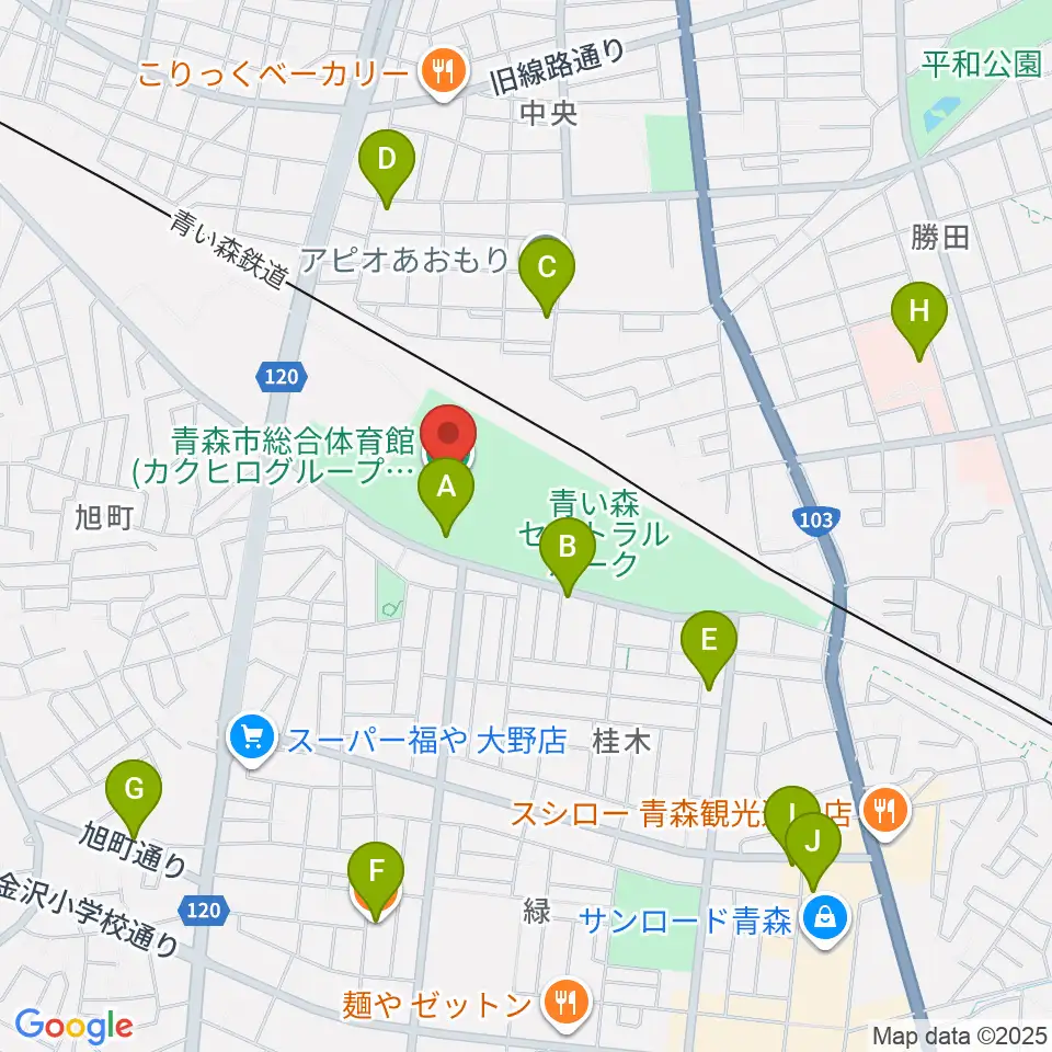 カクヒログループスーパーアリーナ周辺のカフェ一覧地図