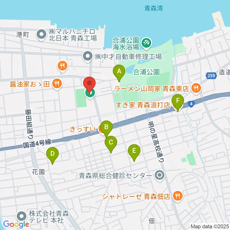 オカでんアリーナ周辺のカフェ一覧地図