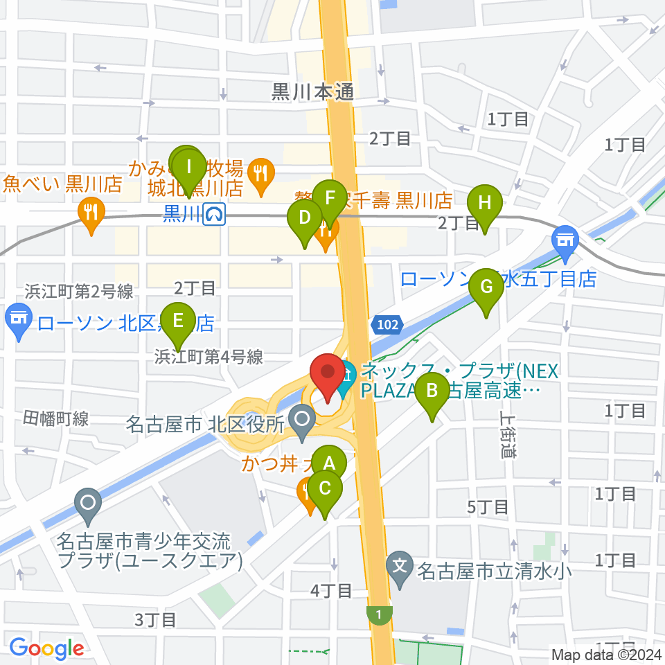 レインボー黒川スポーツトレーニングセンター周辺のカフェ一覧地図