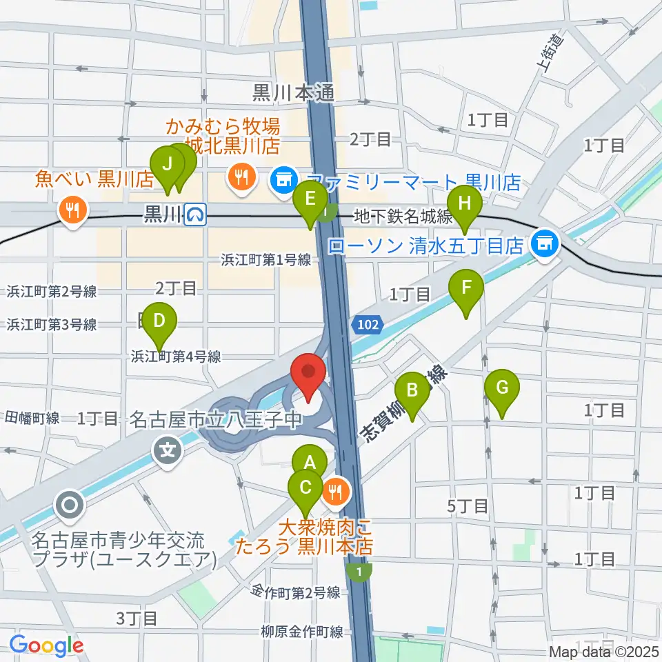 レインボー黒川スポーツトレーニングセンター周辺のカフェ一覧地図