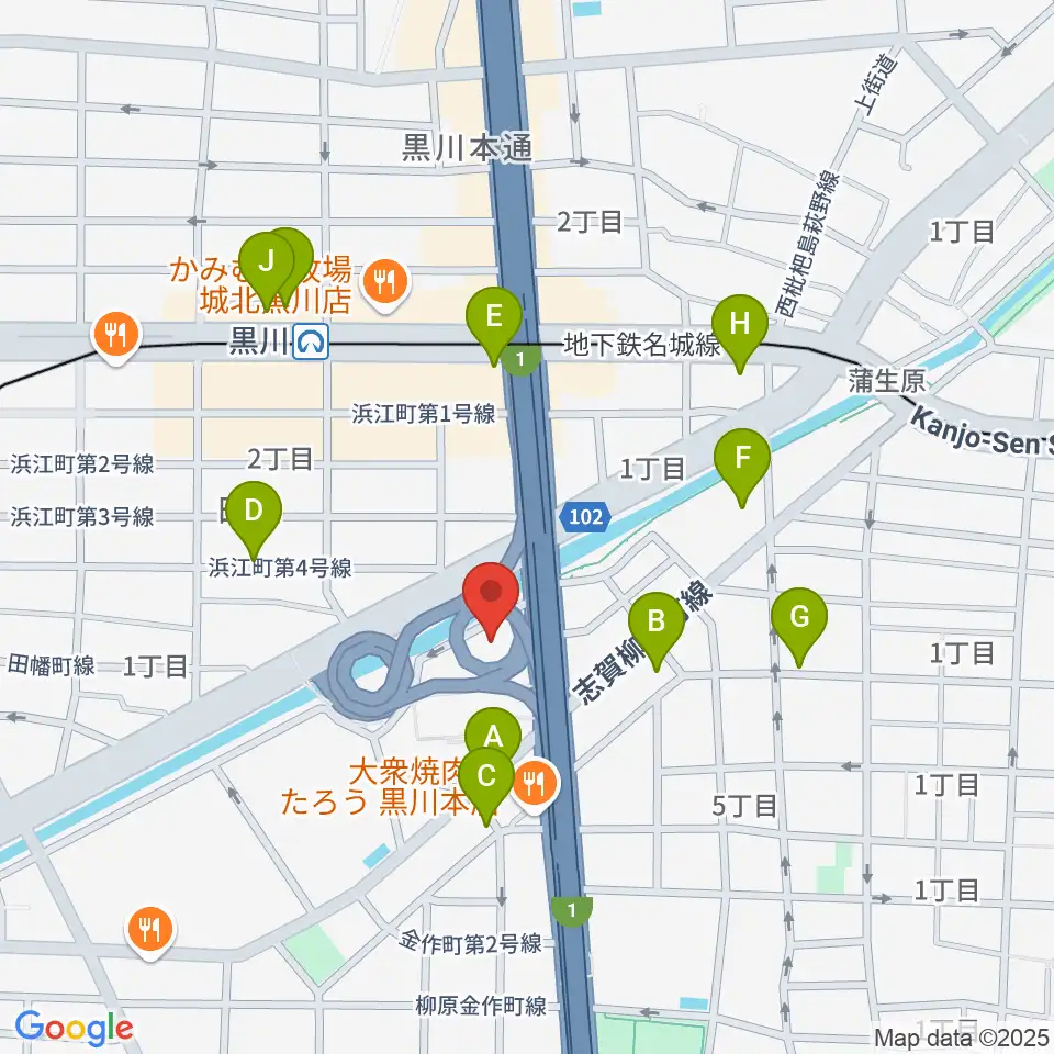レインボー黒川スポーツトレーニングセンター周辺のカフェ一覧地図