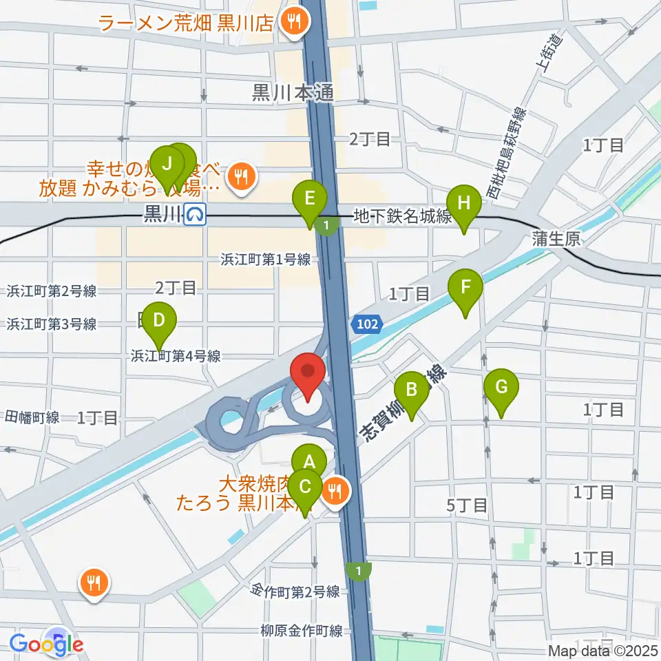 レインボー黒川スポーツトレーニングセンター周辺のカフェ一覧地図