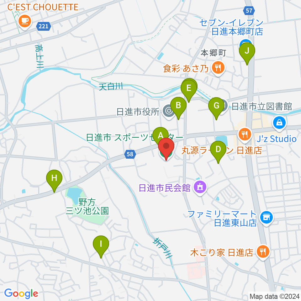 日進市スポーツセンター周辺のカフェ一覧地図