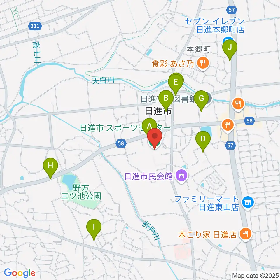 日進市スポーツセンター周辺のカフェ一覧地図