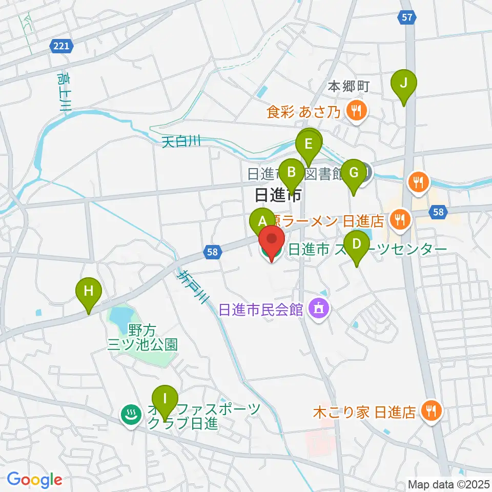 日進市スポーツセンター周辺のカフェ一覧地図