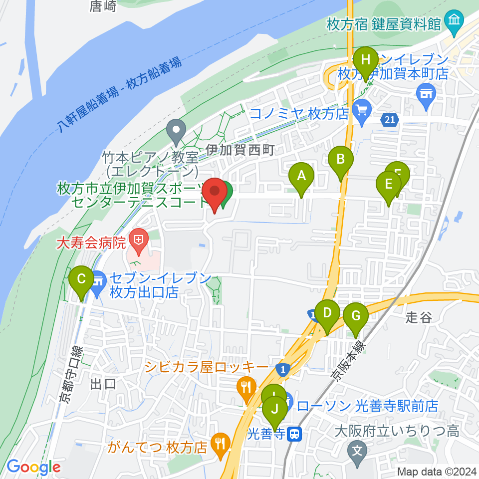 誠信建設工業伊加賀スポーツセンター周辺のカフェ一覧地図