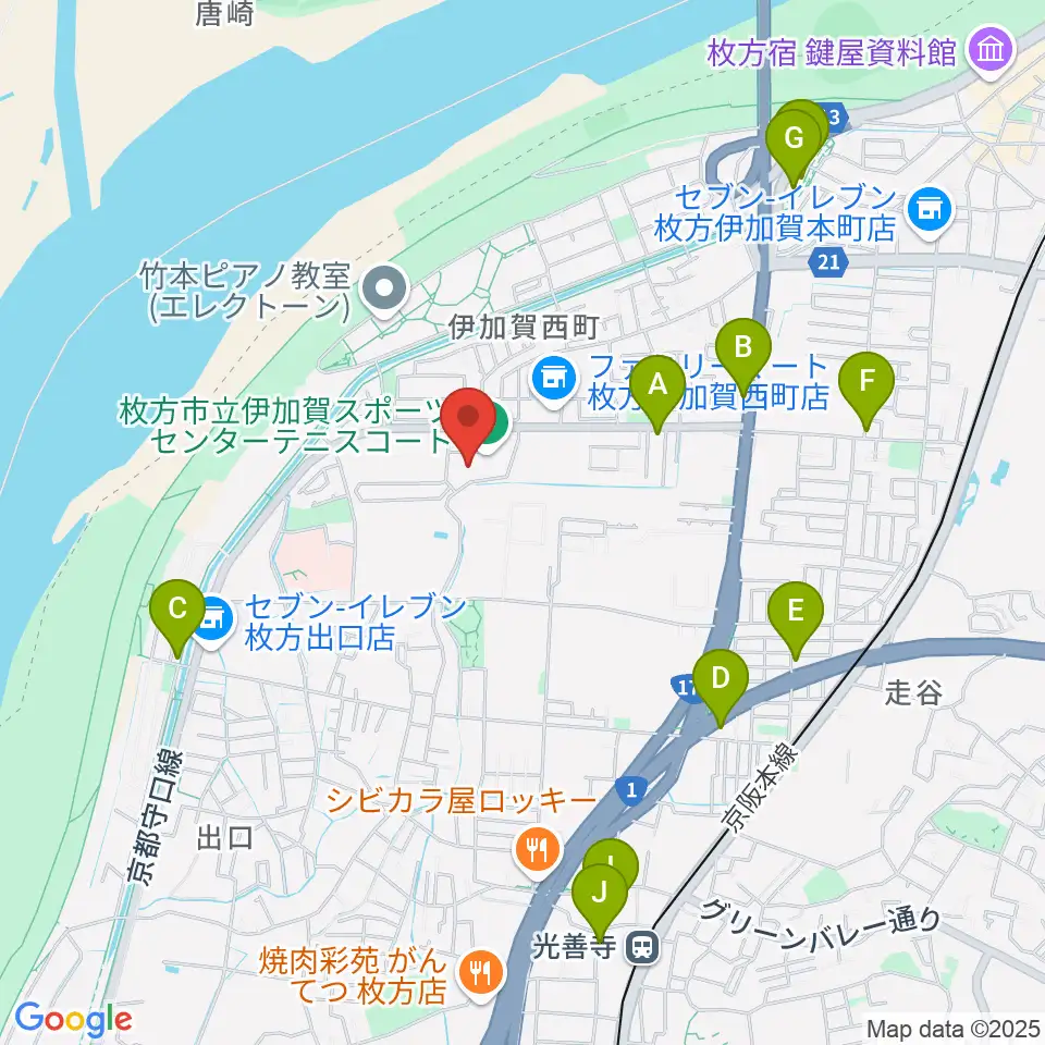 誠信建設工業伊加賀スポーツセンター周辺のカフェ一覧地図