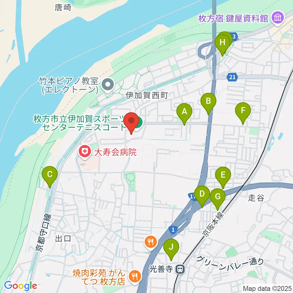 誠信建設工業伊加賀スポーツセンター周辺のカフェ一覧地図