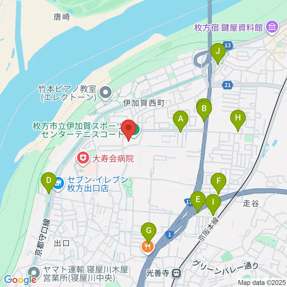 誠信建設工業伊加賀スポーツセンター周辺のカフェ一覧地図