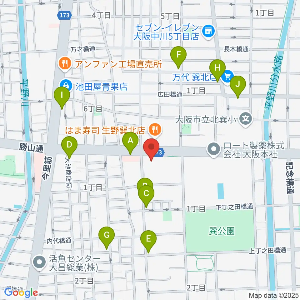 大阪市立生野スポーツセンター周辺のカフェ一覧地図