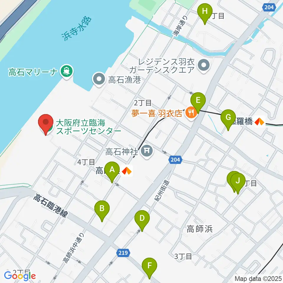 大阪府立臨海スポーツセンター周辺のカフェ一覧地図
