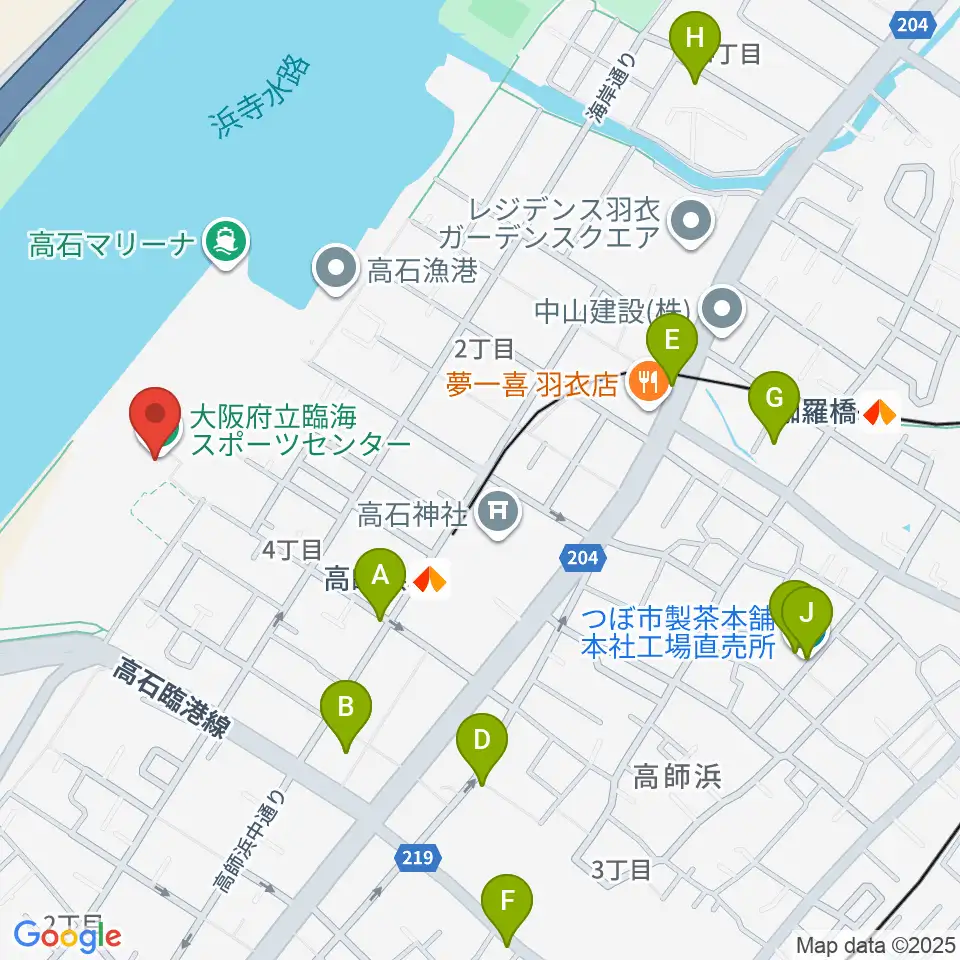 大阪府立臨海スポーツセンター周辺のカフェ一覧地図