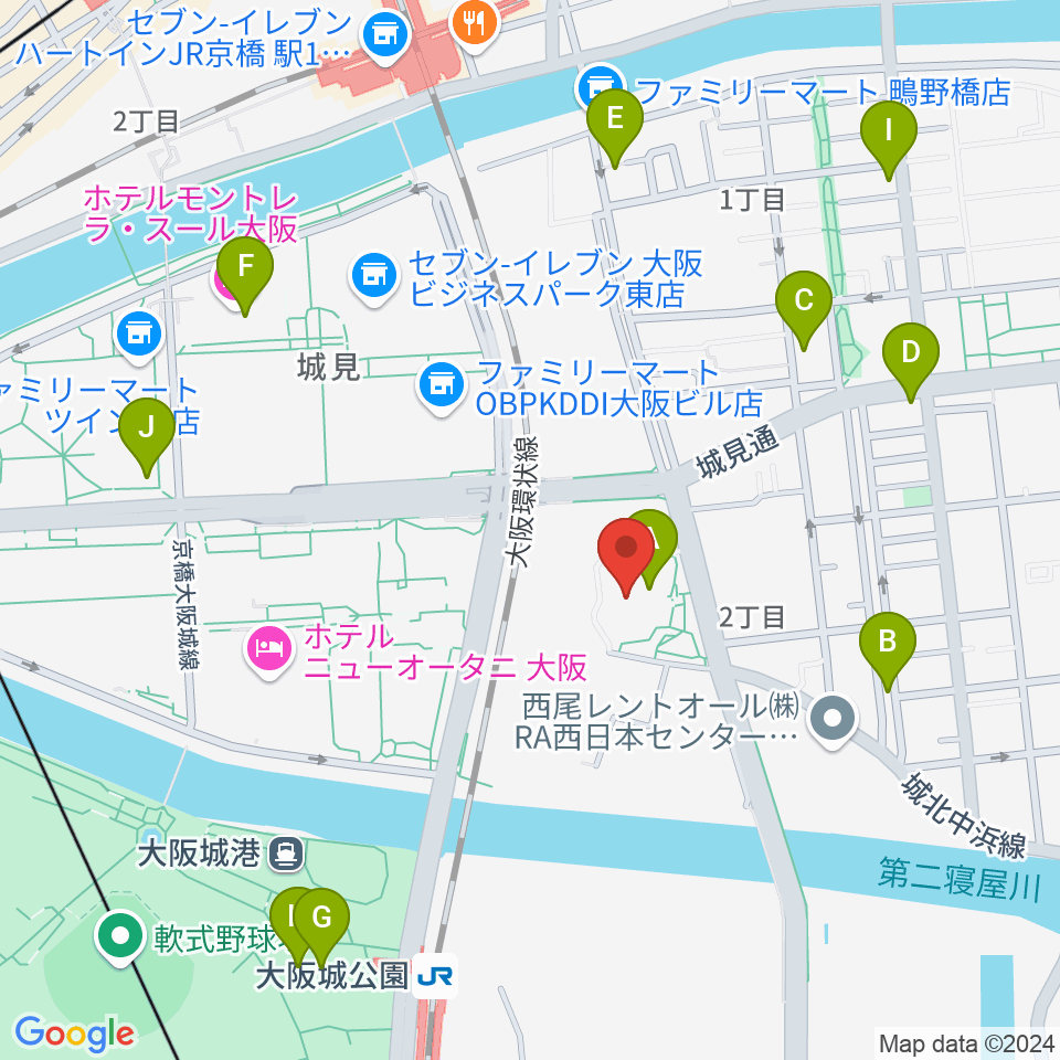 大阪市立城東スポーツセンター周辺のカフェ一覧地図