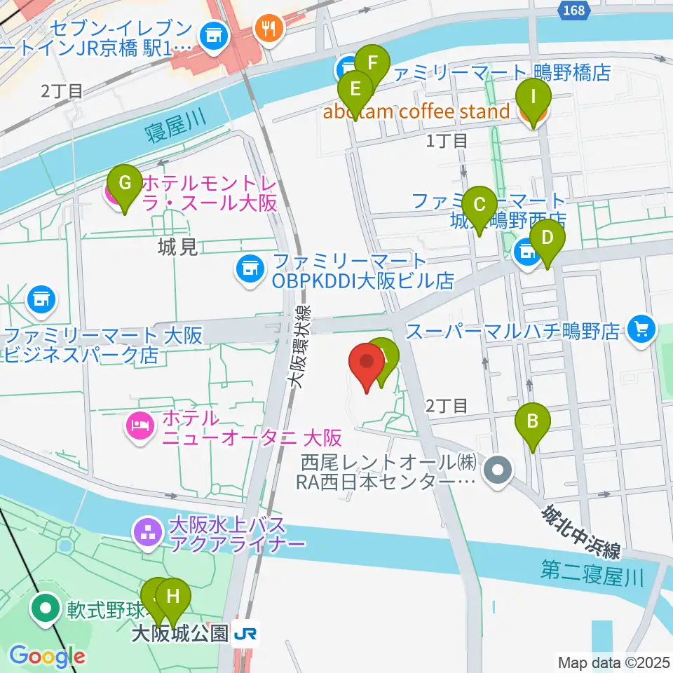 大阪市立城東スポーツセンター周辺のカフェ一覧地図
