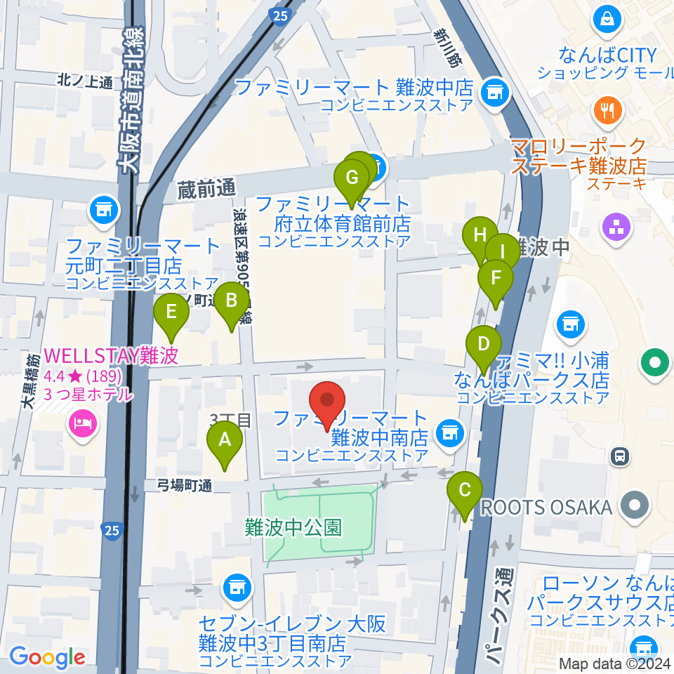 大阪市立浪速スポーツセンター周辺のカフェ一覧地図