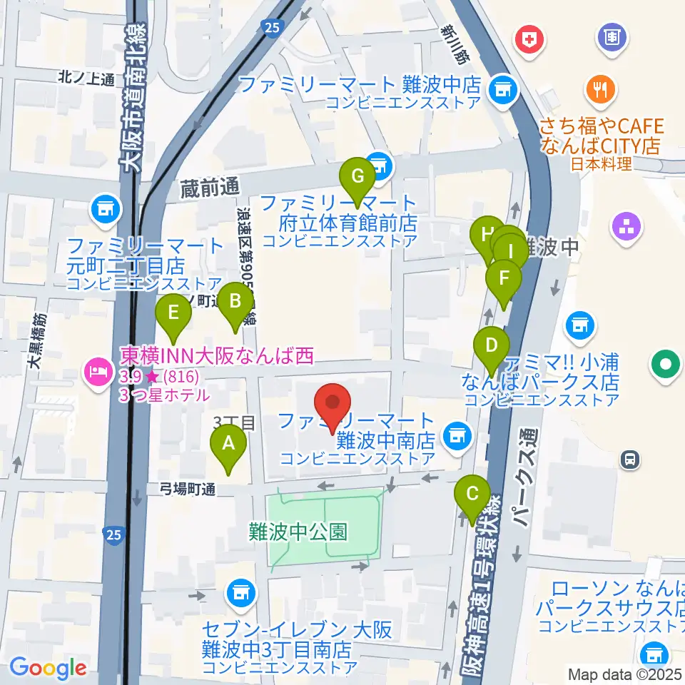 大阪市立浪速スポーツセンター周辺のカフェ一覧地図