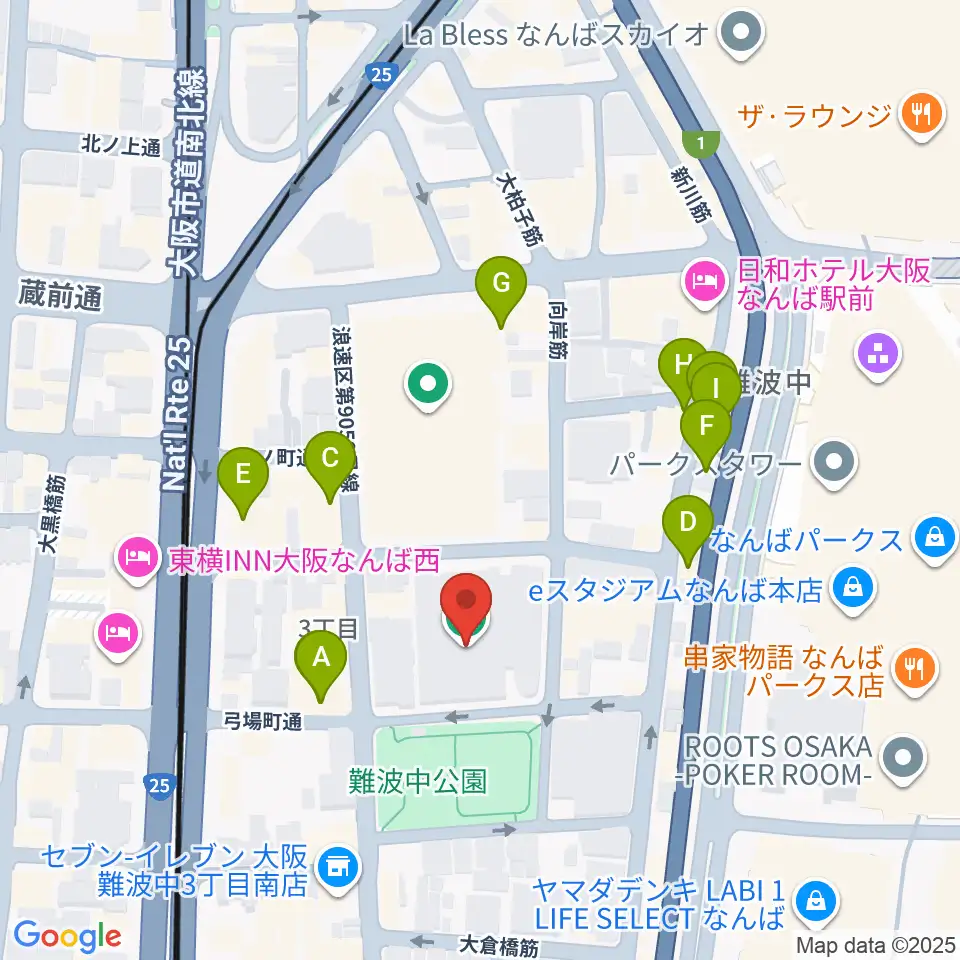 大阪市立浪速スポーツセンター周辺のカフェ一覧地図