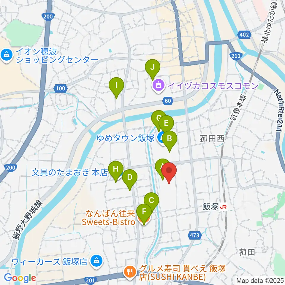 シネマサンシャイン飯塚周辺のカフェ一覧地図