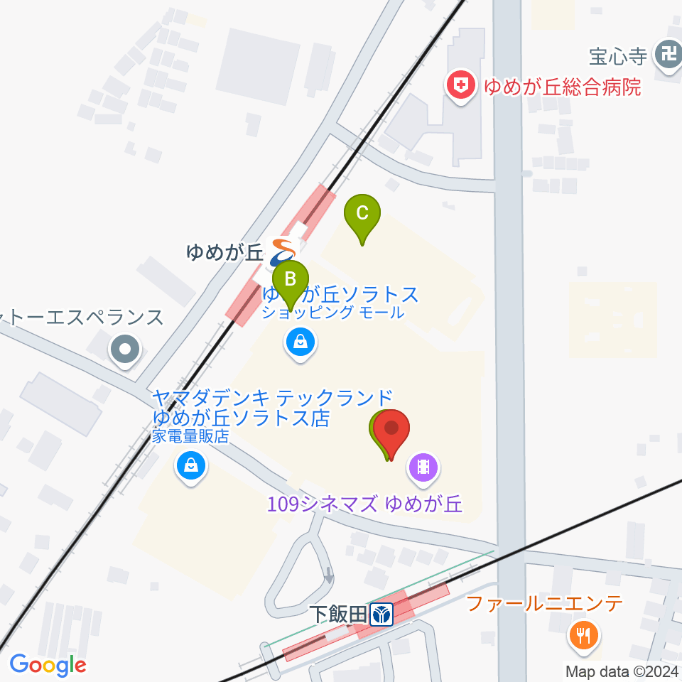 109シネマズゆめが丘周辺のカフェ一覧地図