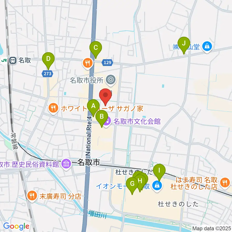 名取市民体育館周辺のカフェ一覧地図