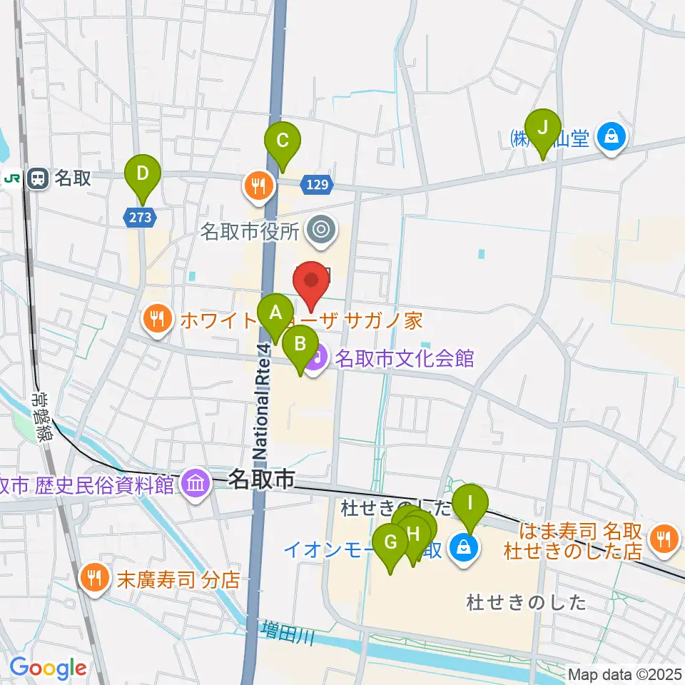 名取市民体育館周辺のカフェ一覧地図