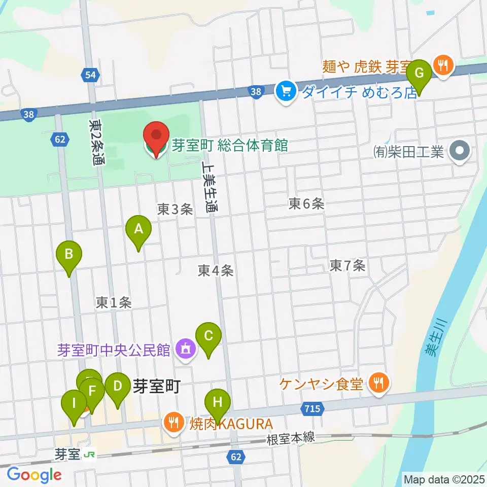 芽室町総合体育館周辺のカフェ一覧地図