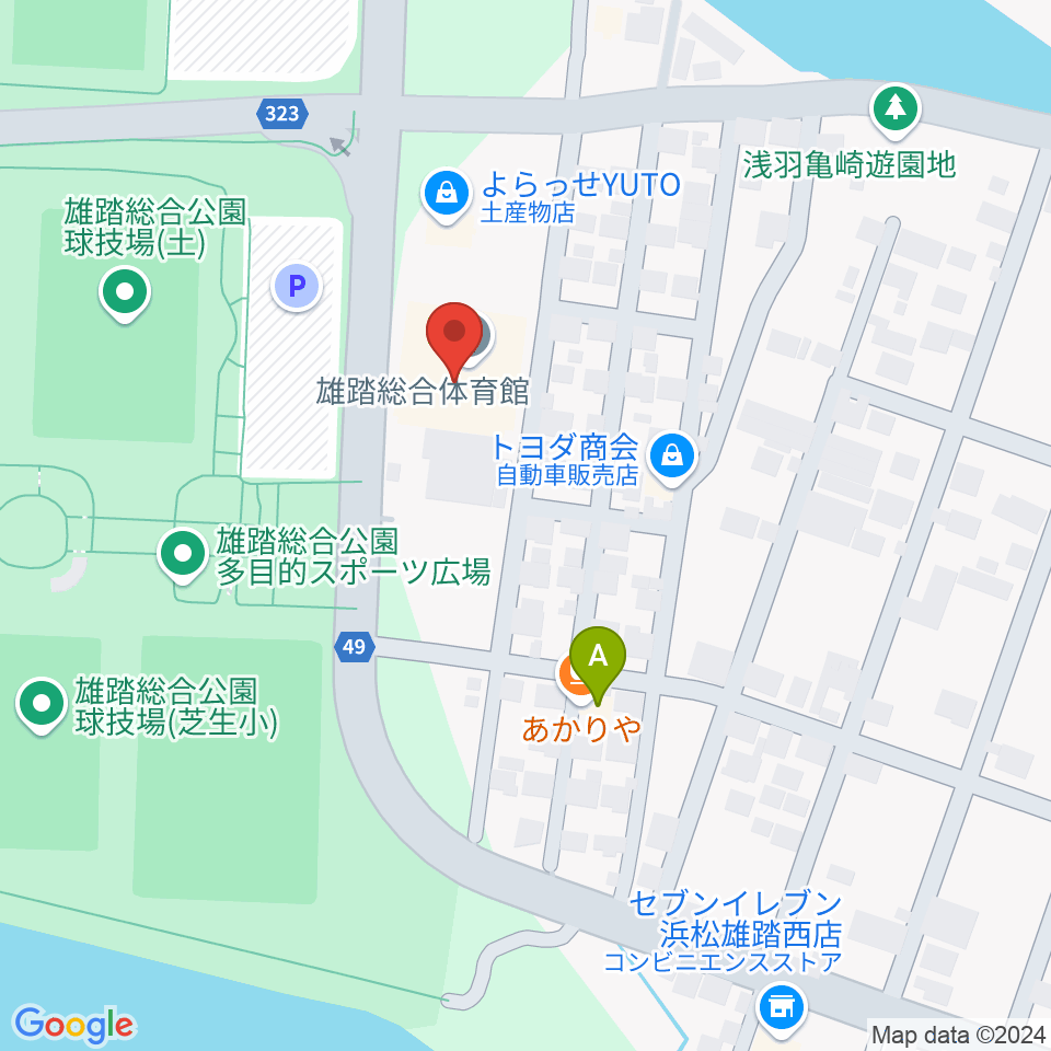 雄踏総合体育館周辺のカフェ一覧地図