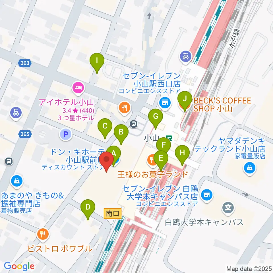 小山シネマロブレ周辺のカフェ一覧地図