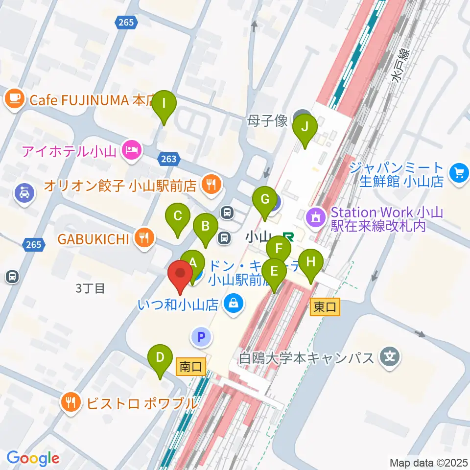 小山シネマロブレ周辺のカフェ一覧地図