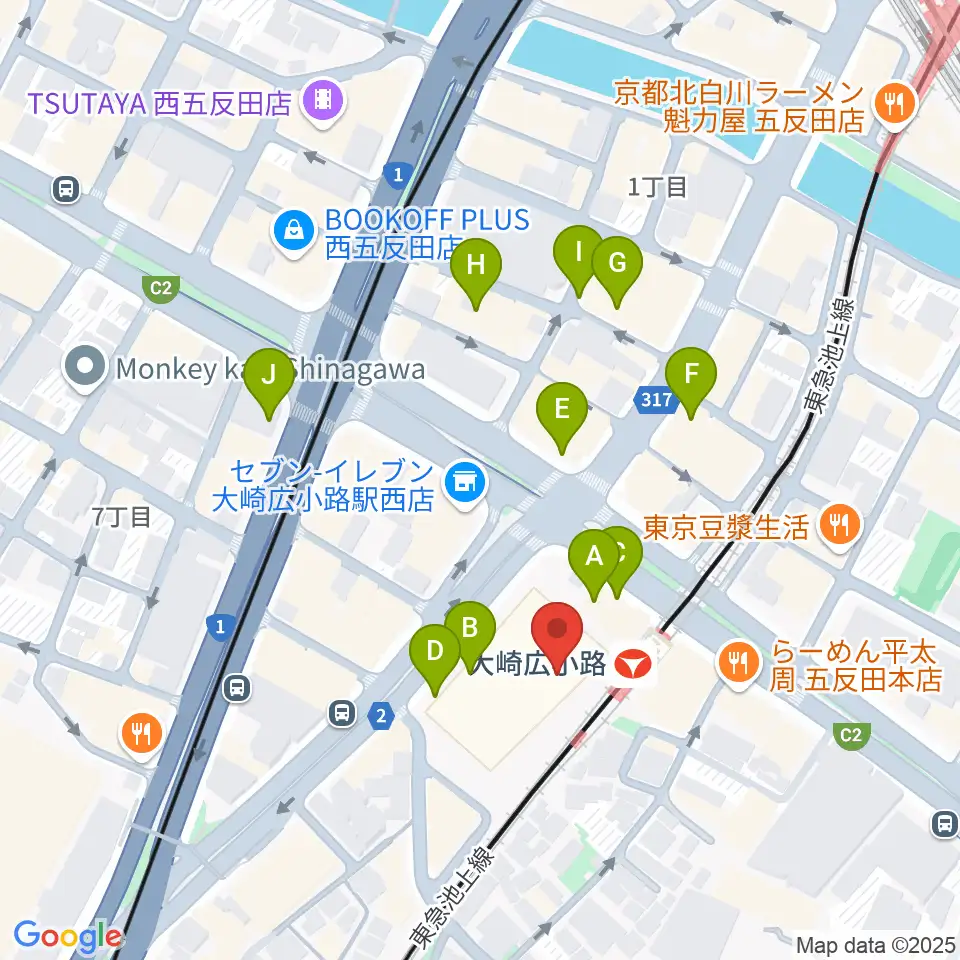 シティホール&ギャラリー五反田周辺のカフェ一覧地図
