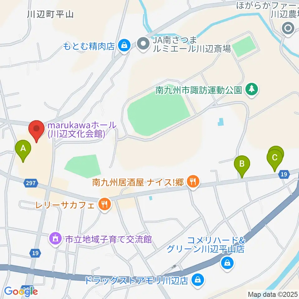 marukawaホール 川辺文化会館周辺のカフェ一覧地図