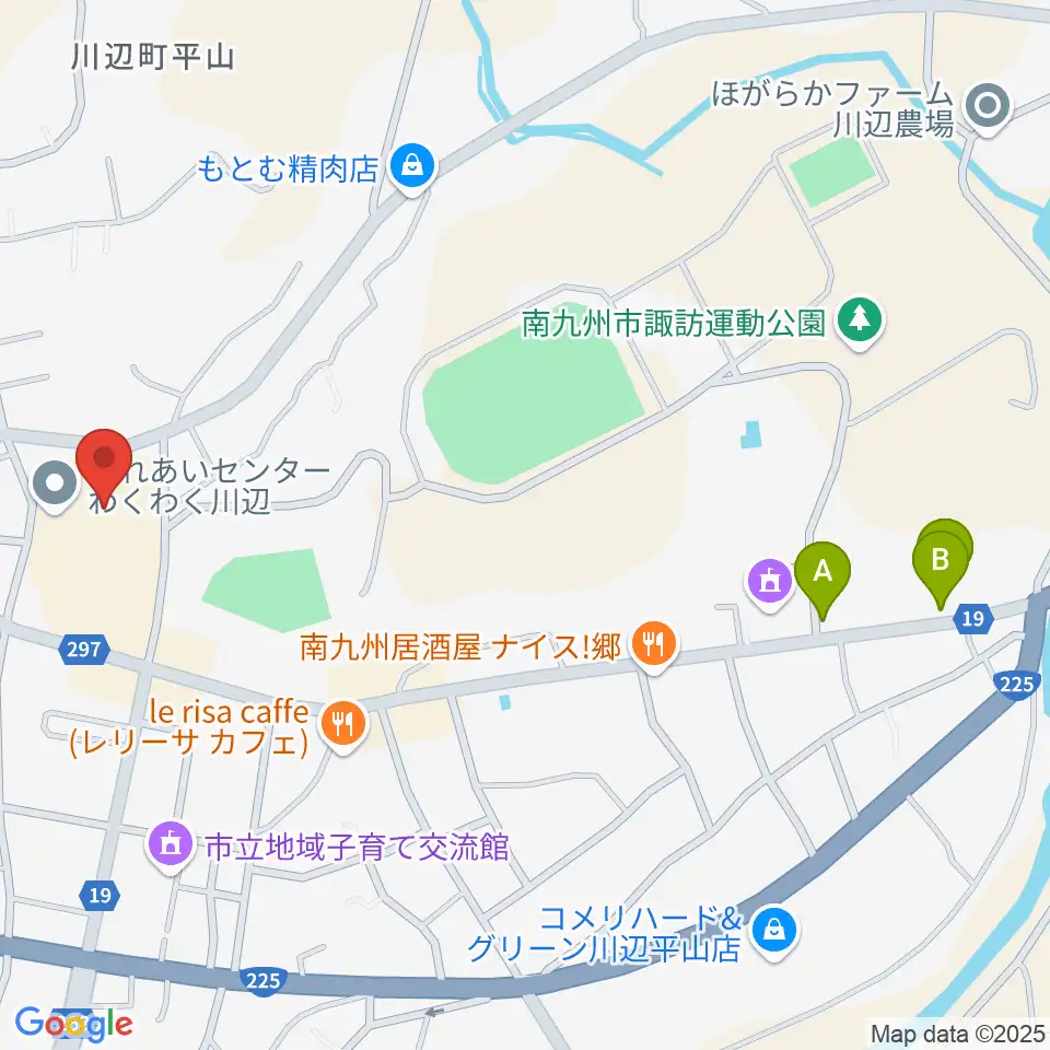 marukawaホール 川辺文化会館周辺のカフェ一覧地図