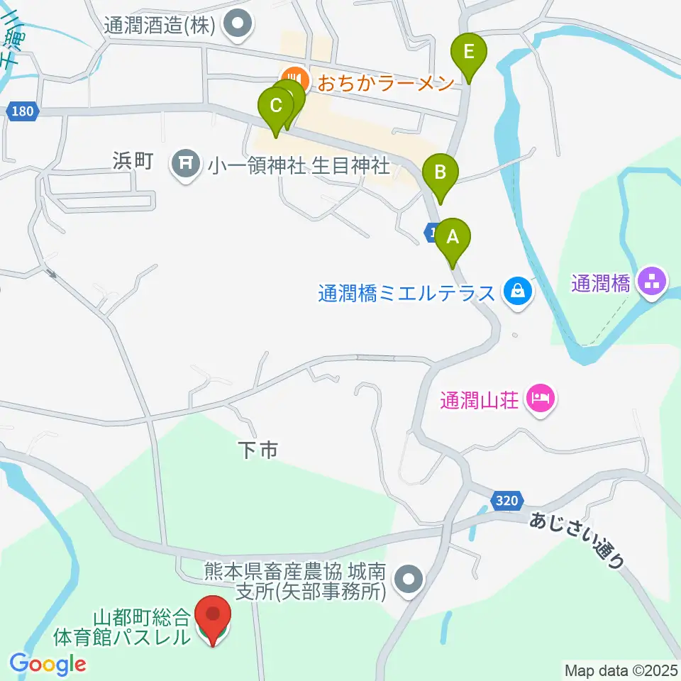山都町総合体育館パスレル周辺のカフェ一覧地図