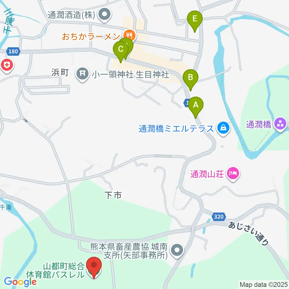 山都町総合体育館パスレル周辺のカフェ一覧地図