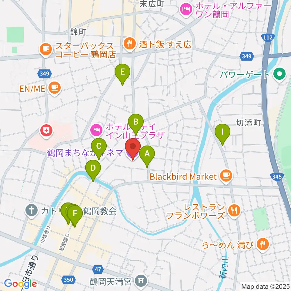 鶴岡まちなかキネマ周辺のカフェ一覧地図