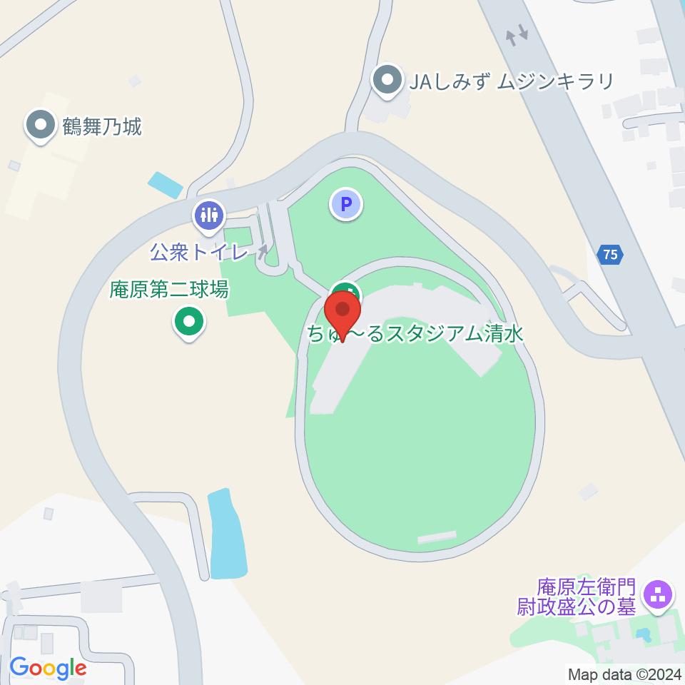 ちゅ〜るスタジアム清水周辺のカフェ一覧地図