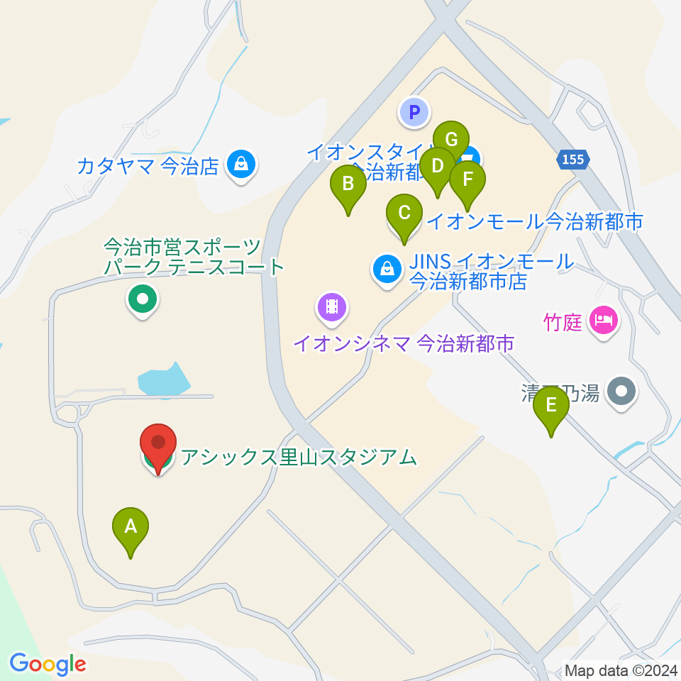 アシックス里山スタジアム周辺のカフェ一覧地図