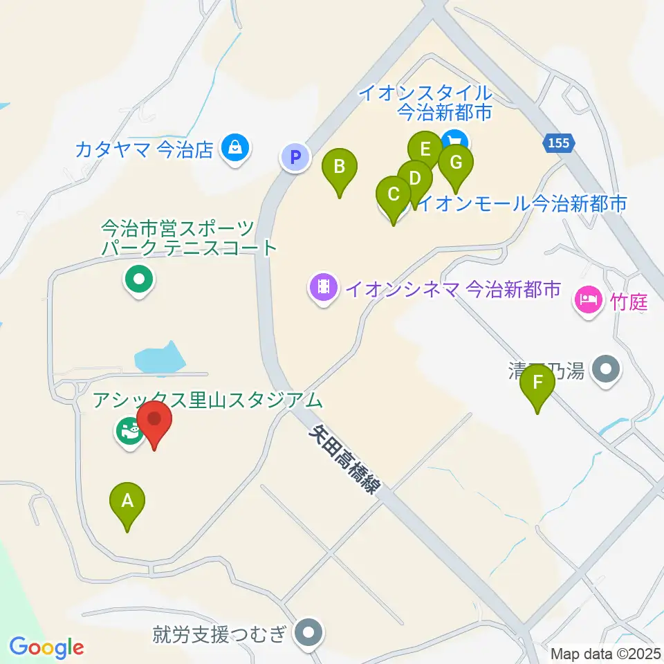 アシックス里山スタジアム周辺のカフェ一覧地図