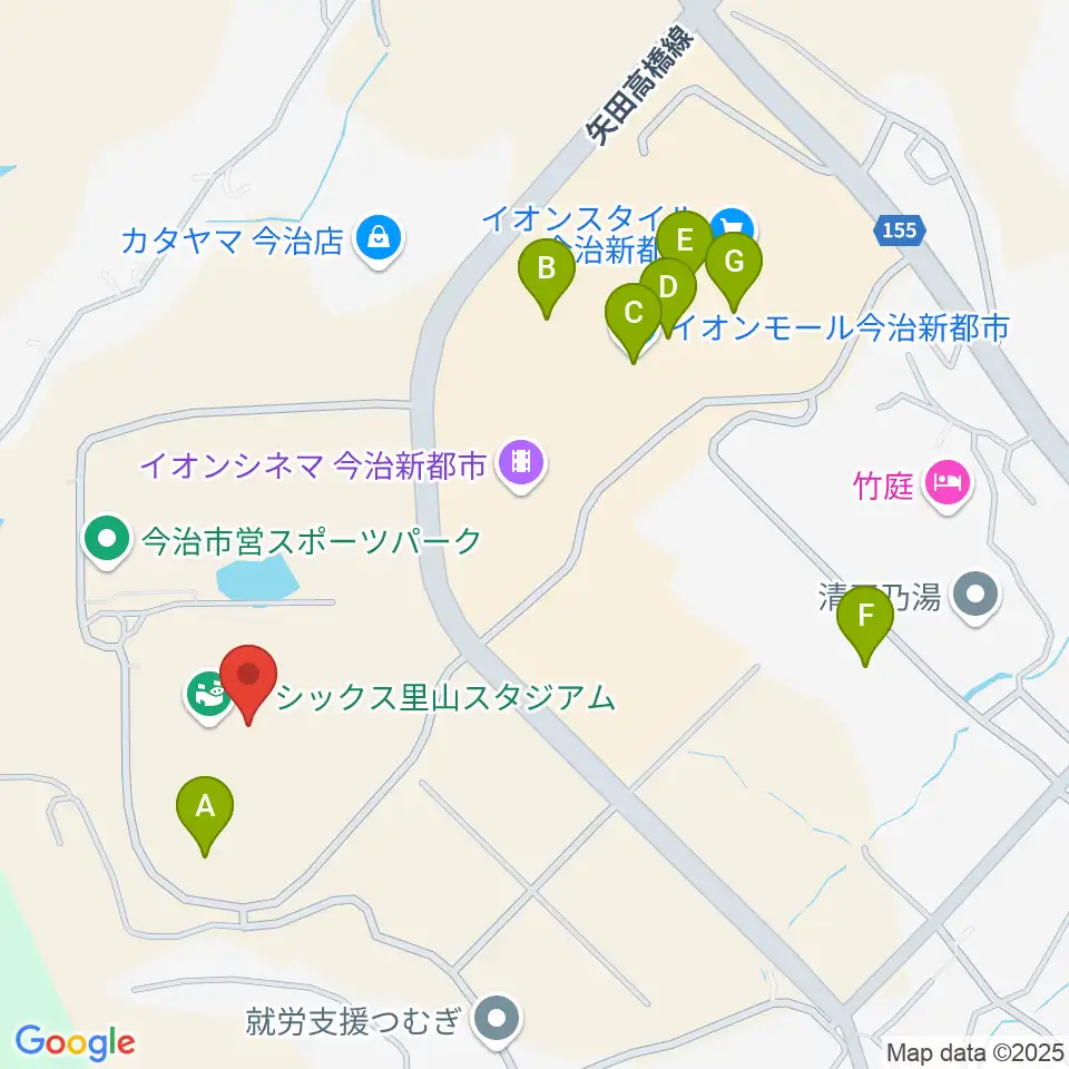 アシックス里山スタジアム周辺のカフェ一覧地図