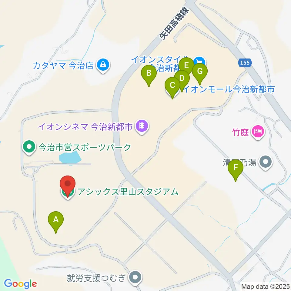アシックス里山スタジアム周辺のカフェ一覧地図