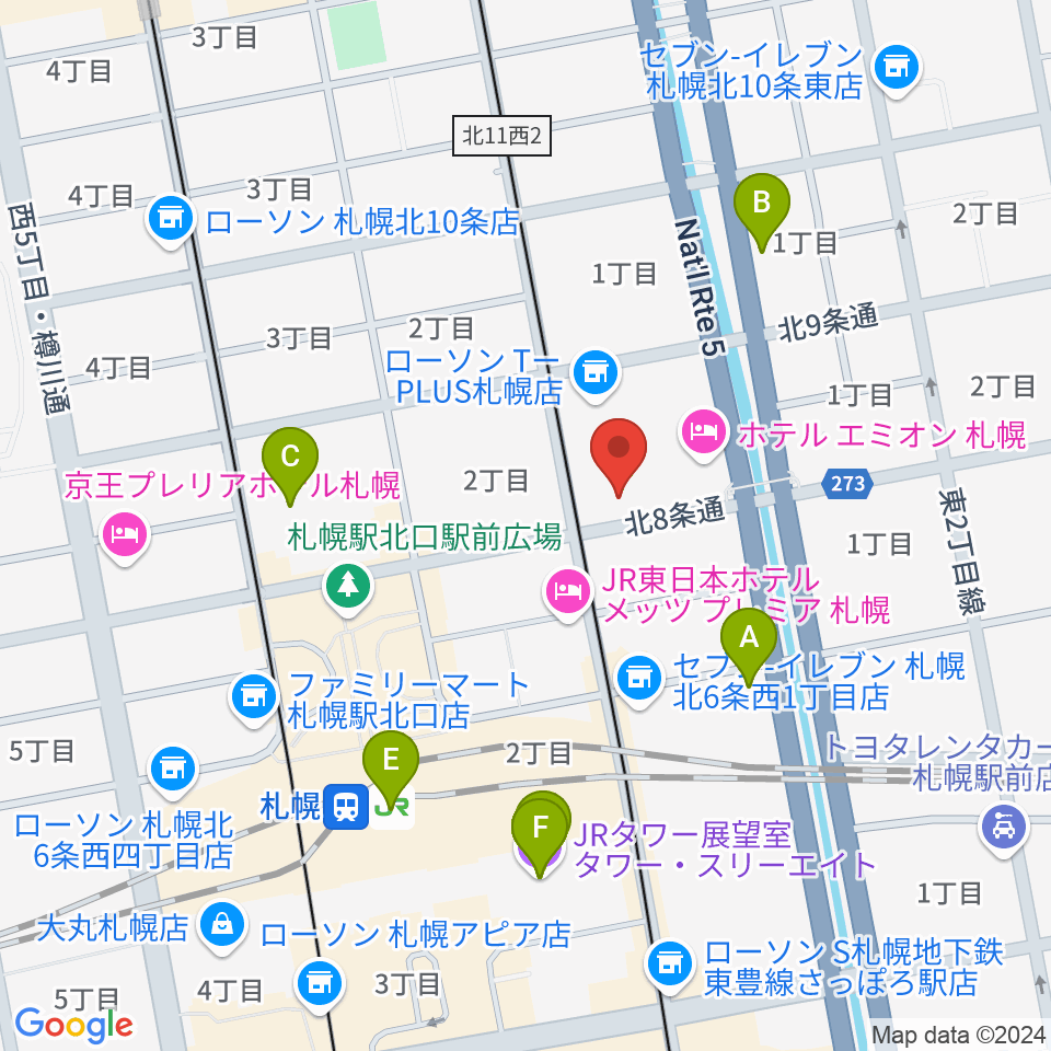 ジョブキタ北八劇場周辺のカフェ一覧地図