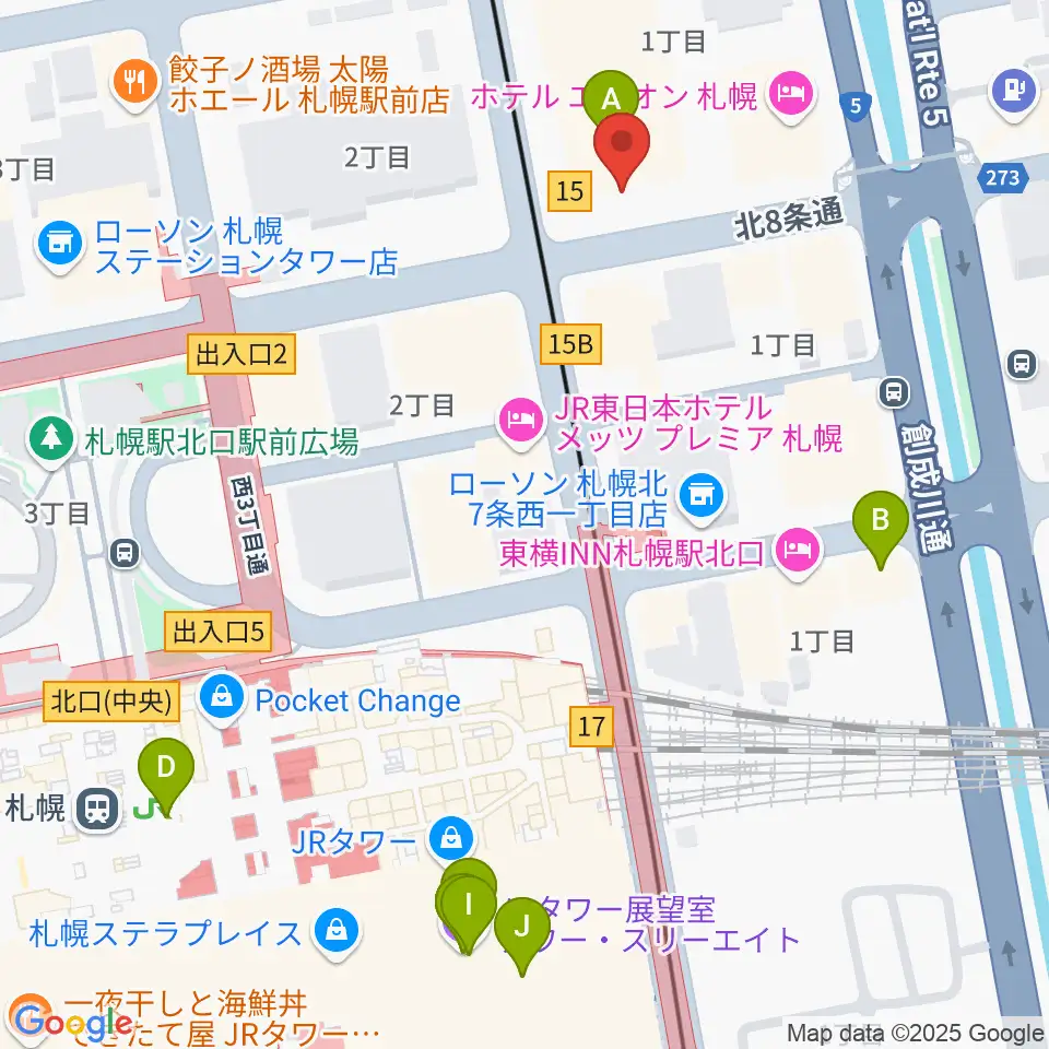ジョブキタ北八劇場周辺のカフェ一覧地図