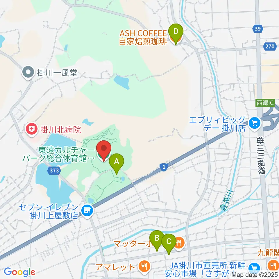東遠カルチャーパーク総合体育館さんりーな周辺のカフェ一覧地図