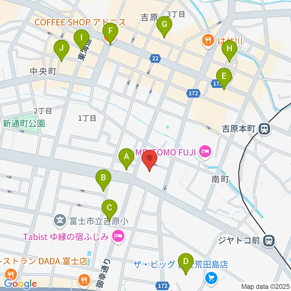 富士市立富士体育館周辺のカフェ一覧地図