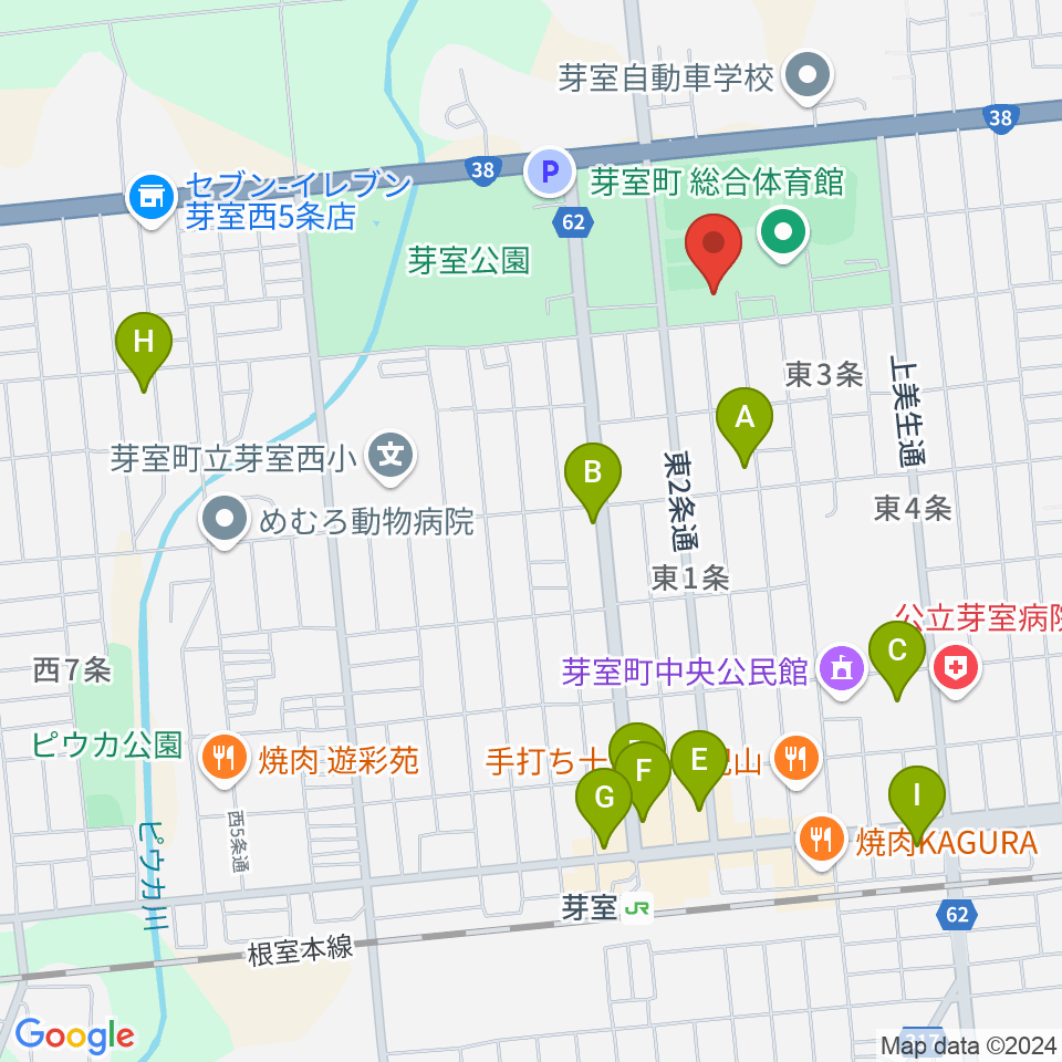 芽室町温水プール周辺のカフェ一覧地図