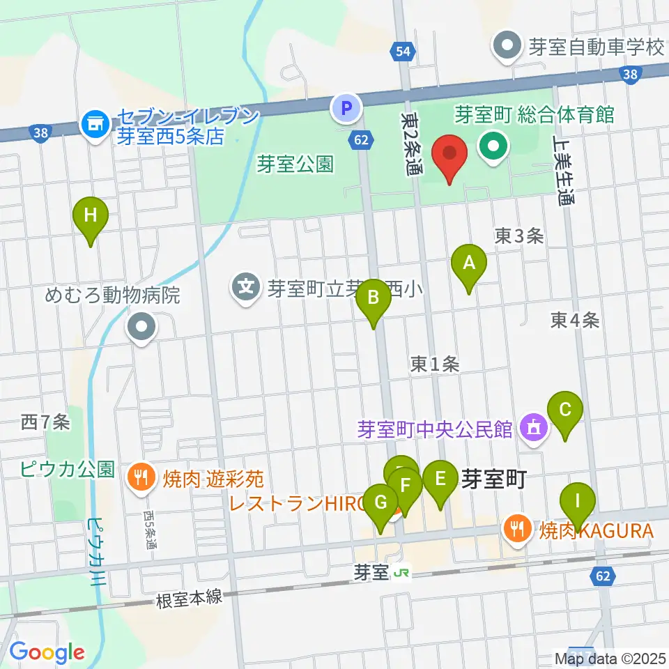 芽室町温水プール周辺のカフェ一覧地図