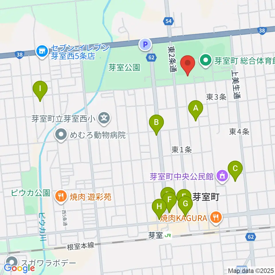芽室町温水プール周辺のカフェ一覧地図