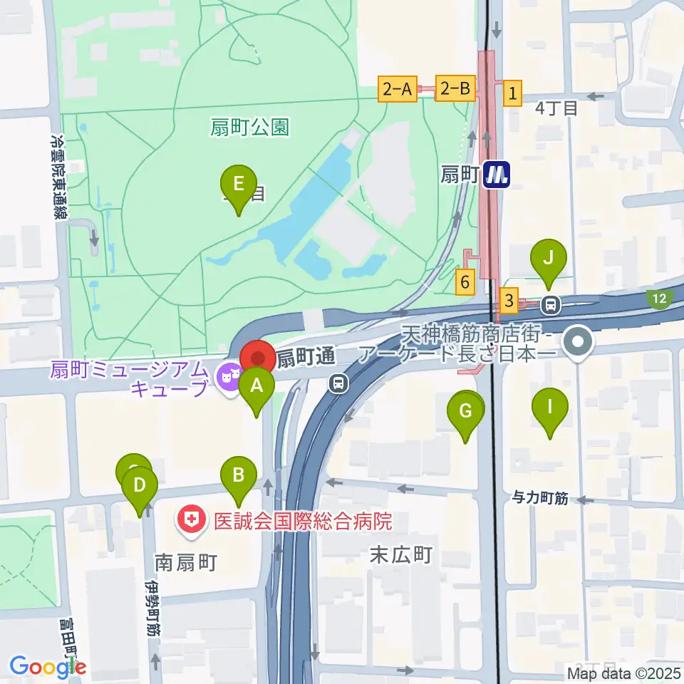 扇町ミュージアムキューブ周辺のカフェ一覧地図