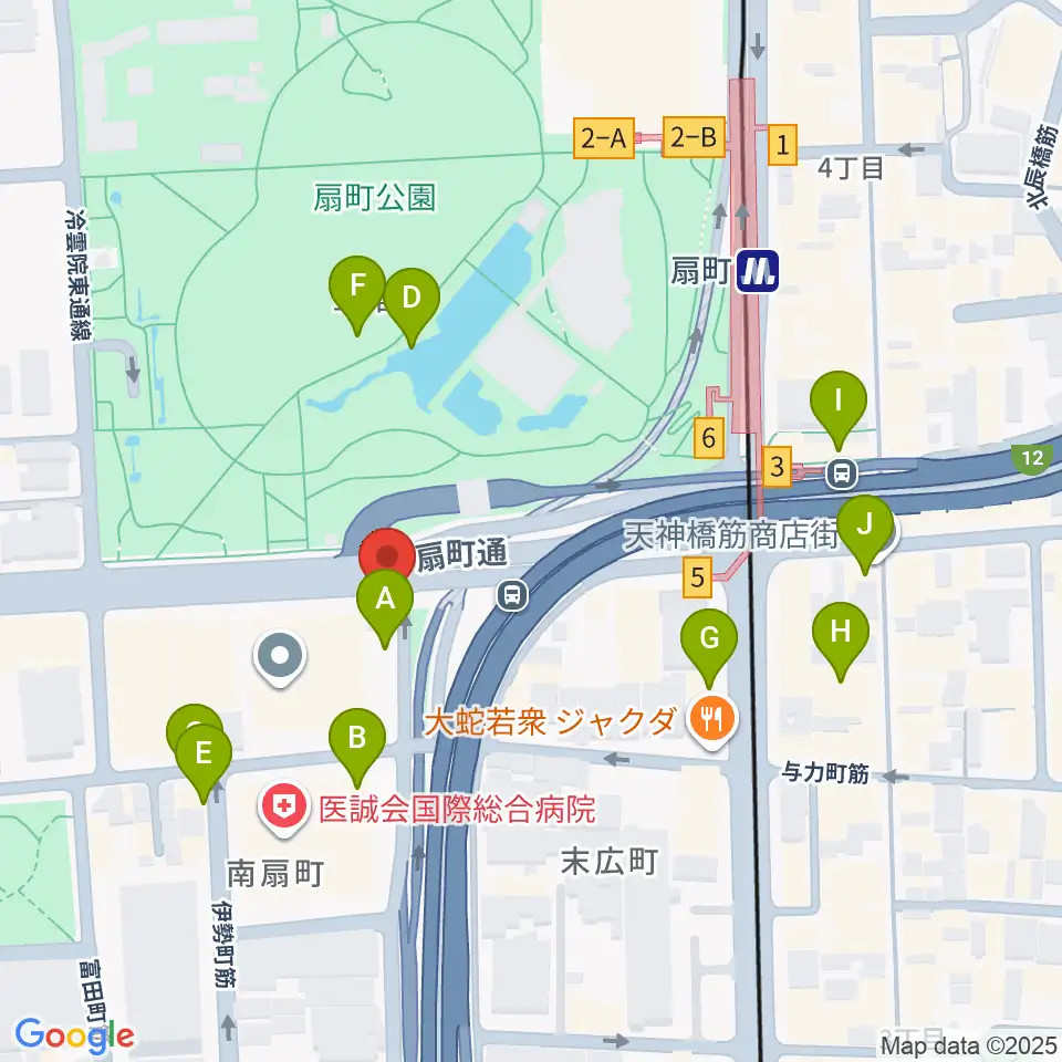 扇町ミュージアムキューブ周辺のカフェ一覧地図